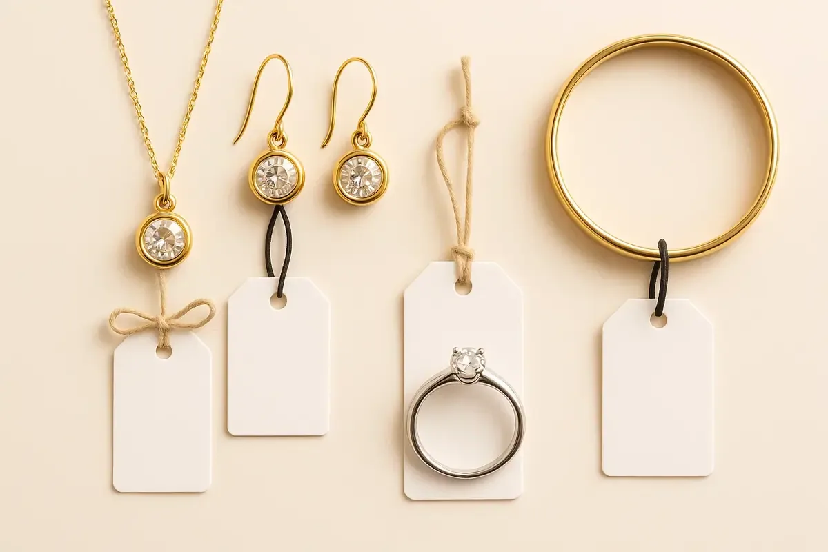 Jewellery tag with an elastic loop