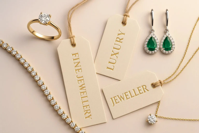 Jewellery and accessory swing tags.