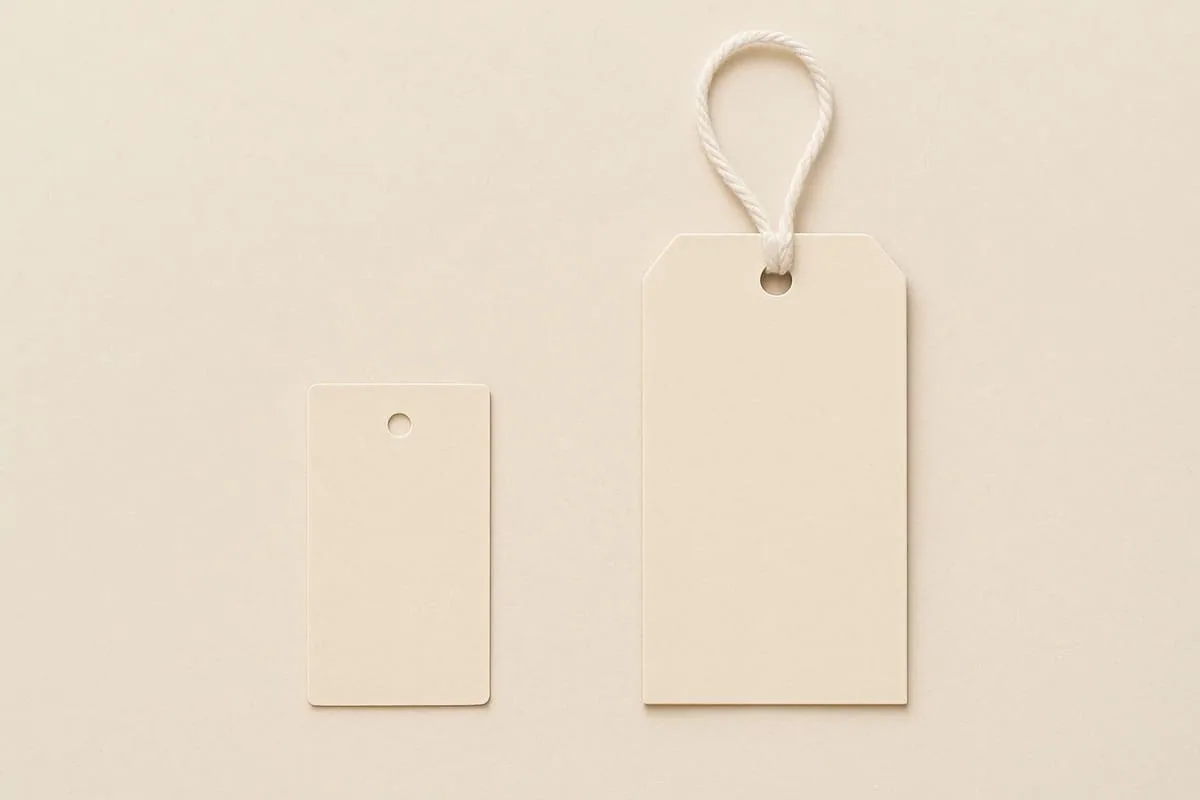 Swing tag size comparison