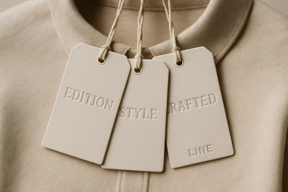 Embossed swing tag