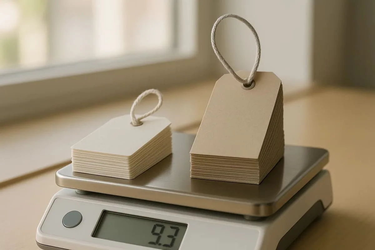 Swing tag paper weight comparison