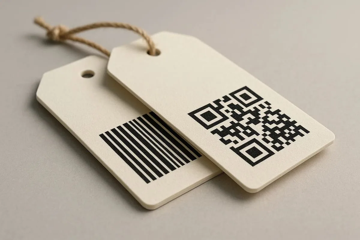 Swing tag card thickness close-up
