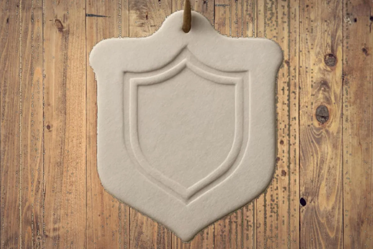 Textured swing tag close-up