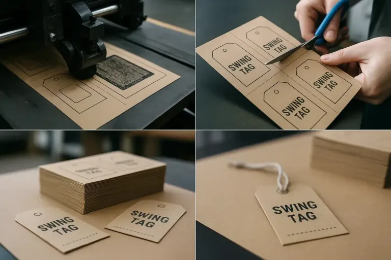 Precision die-cutting and custom swing tag printing production process.
