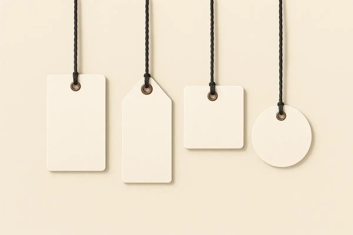 Range of custom swing tag shapes