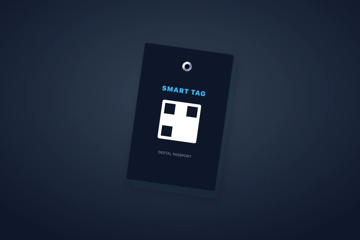 Smart product tag with a digital passport QR code