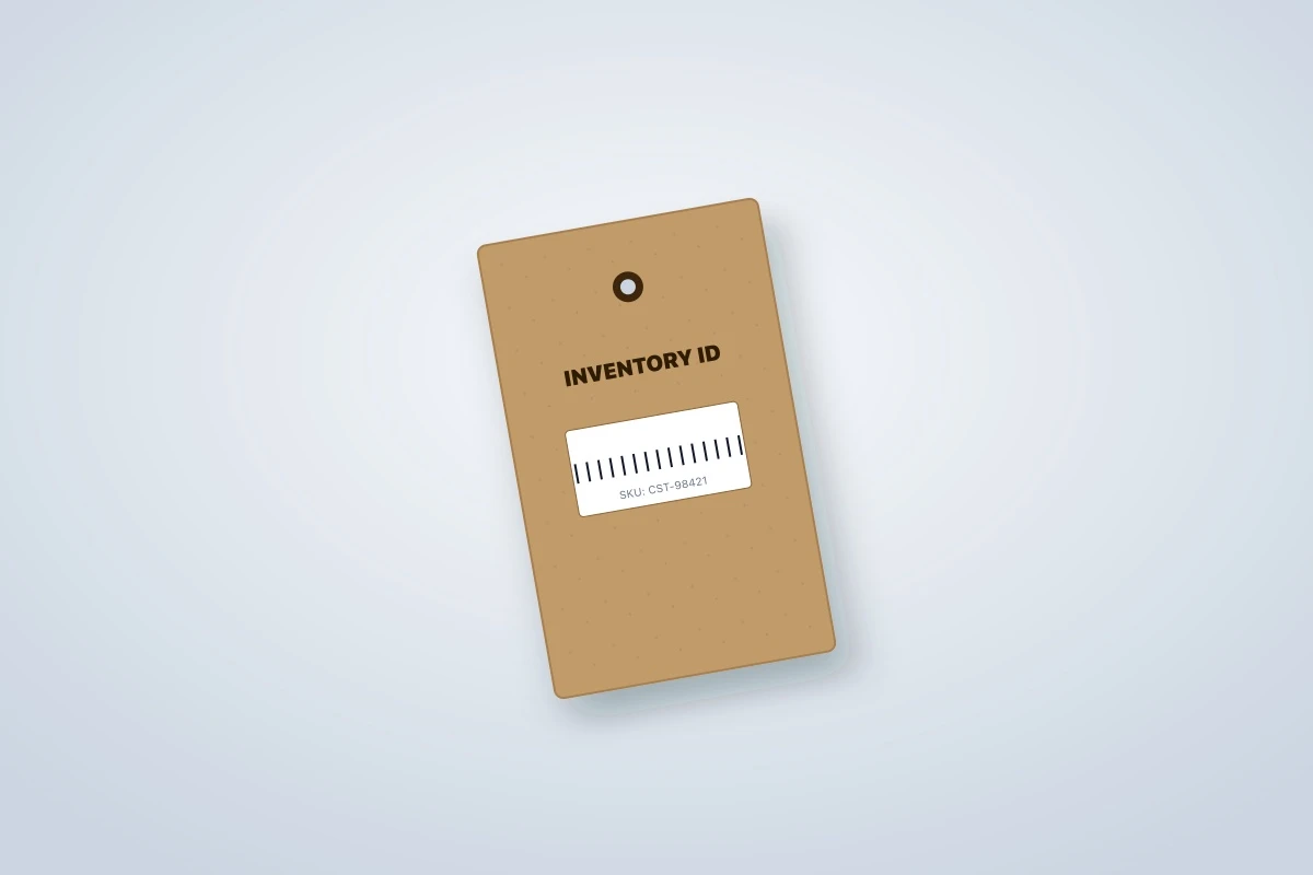 Inventory identification swing tag printed with a retail barcode